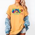 Peace Love Physical Education Tie Dye Sports PE Teacher Women's Comfort Colors T-Shirt Mustard