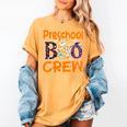 Preschool Boo Crew Preschool Halloween Teacher Women's Comfort Colors T-Shirt Mustard