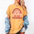 Rainbow Homeschool Mom Teacher I Go To School In My Pajamas Women's Comfort Colors T-Shirt Mustard