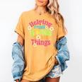 Retro Helping Small Hands Do Big Things Teacher Appreciation For Men Women Women's Comfort Colors T-Shirt Mustard Retro Helping Small Hands Do Big Things Teacher Appreciation For Men Women Women's Comfort Colors T-Shirt Mustard