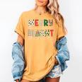 Retro Merry Teacher Bright Students Christmas Teacher Women's Comfort Colors T-Shirt Mustard Retro Merry Teacher Bright Students Christmas Teacher Women's Comfort Colors T-Shirt Mustard