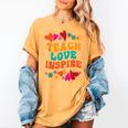 Retro Teach Love Inspire Back To School Teachers Women's Comfort Colors T-Shirt Mustard Retro Teach Love Inspire Back To School Teachers Women's Comfort Colors T-Shirt Mustard