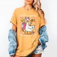 Silly Goose Teacher Club Animal Lover Groovy Teacher Women's Comfort Colors T-Shirt Mustard