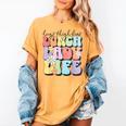 Soul Bleach Teacher Staff First Day Of School Last Hugs & High Fives Lunch Lady Vibes Blue Classic Fit Women's Comfort Colors T-Shirt Mustard Soul Bleach Teacher Staff First Day Of School Last Hugs & High Fives Lunch Lady Vibes Blue Classic Fit Women's Comfort Colors T-Shirt Mustard