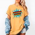 Superhero Teacher Retro Comic Teaching Superpower Women's Comfort Colors T-Shirt Mustard Superhero Teacher Retro Comic Teaching Superpower Women's Comfort Colors T-Shirt Mustard