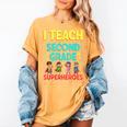 I Teach Second Grade Superheroes Teacher Superhero Women's Comfort Colors T-Shirt Mustard