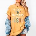 I Teach Tiny Humans About Jesus Teacher Sunday School Faith Women's Comfort Colors T-Shirt Mustard I Teach Tiny Humans About Jesus Teacher Sunday School Faith Women's Comfort Colors T-Shirt Mustard