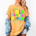 This Teacher 80s 90s Teachers's Day Glows Last Day Of School Women's Comfort Colors T-Shirt Mustard