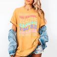 Teacher Dear Students Behind Me 1st Day Of School On Back Women's Comfort Colors T-Shirt Mustard Teacher Dear Students Behind Me 1st Day Of School On Back Women's Comfort Colors T-Shirt Mustard