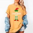 The Teacher Elf Family Matching Group Idea Christmas Women's Comfort Colors T-Shirt Mustard
