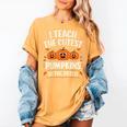Teacher Halloween I Teach The Cutest Pumpkins In The Patch Women's Comfort Colors T-Shirt Mustard