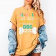 Teacher Off Duty Promoted To Stay At Home Dog Mom Teachers Women's Comfort Colors T-Shirt Mustard Teacher Off Duty Promoted To Stay At Home Dog Mom Teachers Women's Comfort Colors T-Shirt Mustard