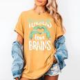 Teachers Love Brains Halloween Costume Trick Treat Zombie Women's Comfort Colors T-Shirt Mustard