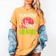 Teachers Love Brains Skeleton Halloween Teacher Funny Women's Comfort Colors T-Shirt Mustard