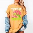 Teachers Love Brains Zombie Teacher Halloween Zombies Women's Comfort Colors T-Shirt Mustard