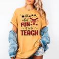 Teachers Oh What Fun It Is To Teach Cute Red Plaid Reindeer Women's Comfort Colors T-Shirt Mustard
