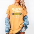 Testing Testing 123 Cute Test Day School Teacher Exam For Men Women Girls Kids Women's Comfort Colors T-Shirt Mustard