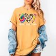 Tie Dye Hippie Peace Love Teach Teacher Appreciation Women's Comfort Colors T-Shirt Mustard
