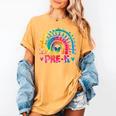 Tie Dye Prek Teacher Rainbow Preschool Back To School Girl Women's Comfort Colors T-Shirt Mustard Tie Dye Prek Teacher Rainbow Preschool Back To School Girl Women's Comfort Colors T-Shirt Mustard