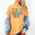 Tired Teachers Club Groovy Teachers Back To School Women's Comfort Colors T-Shirt Mustard