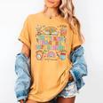 The Tired Teachers Department Retro Groovy Back To School Women's Comfort Colors T-Shirt Mustard The Tired Teachers Department Retro Groovy Back To School Women's Comfort Colors T-Shirt Mustard