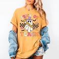 Trick Or Teach Groovy Teacher Halloween Retro Floral Ghost Women's Comfort Colors T-Shirt Mustard