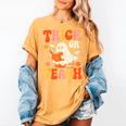 Trick Or Teach Halloween Shirt For Teacher Kids Floral Ghost Women's Comfort Colors T-Shirt Mustard