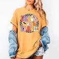 Trick Or Teach Retro Groovy Halloween Teacher Women's Comfort Colors T-Shirt Mustard Trick Or Teach Retro Groovy Halloween Teacher Women's Comfort Colors T-Shirt Mustard