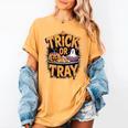 Trick Or Tray Halloween Cafeteria Teacher School Women's Comfort Colors T-Shirt Mustard