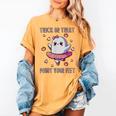 Trick Or Treat Point Your Feet Halloween Ghost Dance Teacher Women's Comfort Colors T-Shirt Mustard