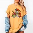 Turkey Reading Books Fall Thanksgiving Teacher Librarian Women's Comfort Colors T-Shirt Mustard