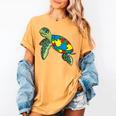 Turtle Puzzle Pieces For Autism Awareness Kids Women Teacher Women's Comfort Colors T-Shirt Mustard Turtle Puzzle Pieces For Autism Awareness Kids Women Teacher Women's Comfort Colors T-Shirt Mustard