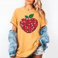 Valentines Day Teacher Hearts Apple Love Teach Women Men Women's Comfort Colors T-Shirt Mustard