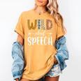 Wild About Speech SLP Leopard Teacher Back To School Kids Women's Comfort Colors T-Shirt Mustard