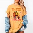 Will Trade Students For Candy Teacher Cute Halloween Pumpkin Women's Comfort Colors T-Shirt Mustard Will Trade Students For Candy Teacher Cute Halloween Pumpkin Women's Comfort Colors T-Shirt Mustard