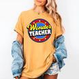 Wonder Teacher Super Woman Power Superhero Back To School Women's Comfort Colors T-Shirt Mustard
