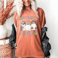 1st Grade Boo Crew Groovy Halloween Floral Ghost Kid Teacher Women's Comfort Colors T-Shirt Yam