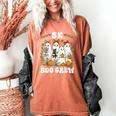 5K Boo Crew Halloween Teacher K5 Floral Ghost Trick Or Teach Women's Comfort Colors T-Shirt Yam