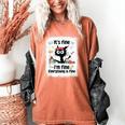 Cat It's Fine I'm Fine Everything Is Fine Teacher Life Women's Comfort Colors T-Shirt Yam Cat It's Fine I'm Fine Everything Is Fine Teacher Life Women's Comfort Colors T-Shirt Yam