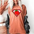 Cute Distressed Super Teacher Superhero Apple Shirt Women's Comfort Colors T-Shirt Yam