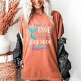 Cute Mermaid Librarian Teacher Dive Into A Good Book Reading Women's Comfort Colors T-Shirt Yam