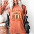 Fall In Love With Learning Book Lover Autumn Pumpkin Teacher Women's Comfort Colors T-Shirt Yam Fall In Love With Learning Book Lover Autumn Pumpkin Teacher Women's Comfort Colors T-Shirt Yam
