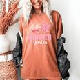First Day Of School Teacher Girl Coquette Hello Kindergarten Women's Comfort Colors T-Shirt Yam First Day Of School Teacher Girl Coquette Hello Kindergarten Women's Comfort Colors T-Shirt Yam