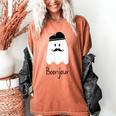 French Teacher Halloween Bonjour Ghost Women's Comfort Colors T-Shirt Yam French Teacher Halloween Bonjour Ghost Women's Comfort Colors T-Shirt Yam