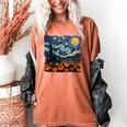 Halloween Pumpkin Starry Night Van Gogh Art Teacher Women's Comfort Colors T-Shirt Yam Halloween Pumpkin Starry Night Van Gogh Art Teacher Women's Comfort Colors T-Shirt Yam