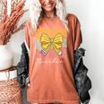 Interventionist Teacher Groovy Coquette Bow Back To School Women's Comfort Colors T-Shirt Yam
