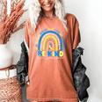 Be Kind Rainbow Down Syndrome Awareness Teacher Blue Yellow Women's Comfort Colors T-Shirt Yam Be Kind Rainbow Down Syndrome Awareness Teacher Blue Yellow Women's Comfort Colors T-Shirt Yam