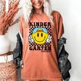 Kindergarten Teacher Hippie Smile Face Back School Women's Comfort Colors T-Shirt Yam Kindergarten Teacher Hippie Smile Face Back School Women's Comfort Colors T-Shirt Yam