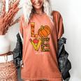 Leopard Pumpkin Love Teacher Life Thanksgiving Fall Women Women's Comfort Colors T-Shirt Yam