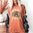 One Thankful Teacher Cute Thanksgiving Turkey School Women's Comfort Colors T-Shirt Yam